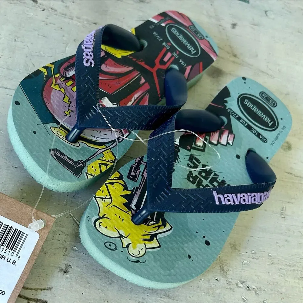 NWT Children’s kids Havaianas Star Wars flip flops sandals size 10 C